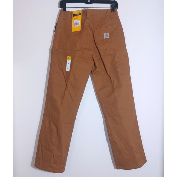 NWT Carhartt Boys' Loose Fit Flannel-Lined Utility Work Pants Dark Mustard SZ 16 - Picture 10 of 16